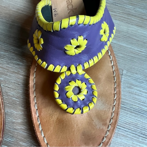 Jack Rogers Leather Flip Flops – Size 9 – Purple & Yellow - Picture 4 of 4